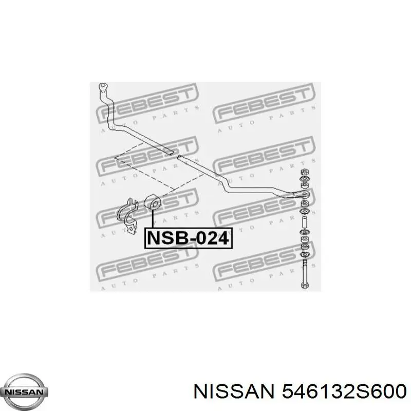 546132S600 Nissan втулка стабілізатора переднього