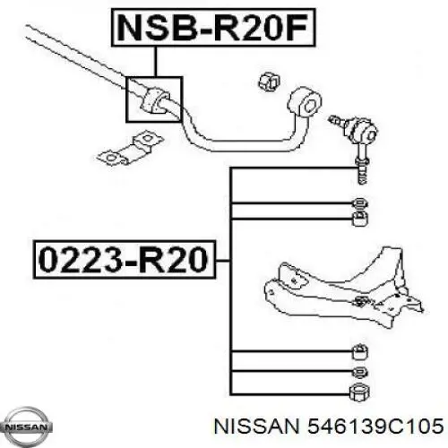 546139C105 Nissan/Infiniti Втулка стабілізатора переднього