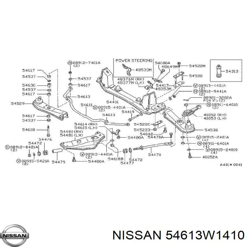 54613W1410 Nissan втулка стабілізатора переднього