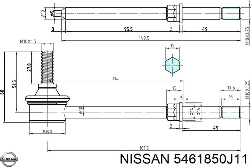 Купити 5461850J11 Nissan/Infiniti Тяжка стабілізатора переднього