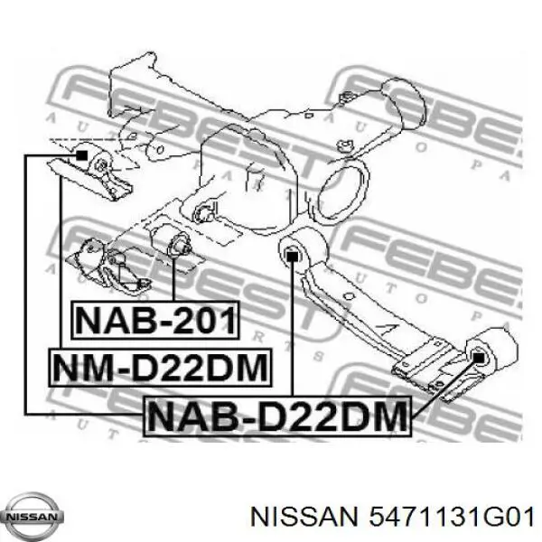 Сайлентблок траверси кріплення переднього редуктора 5471131G01 Nissan