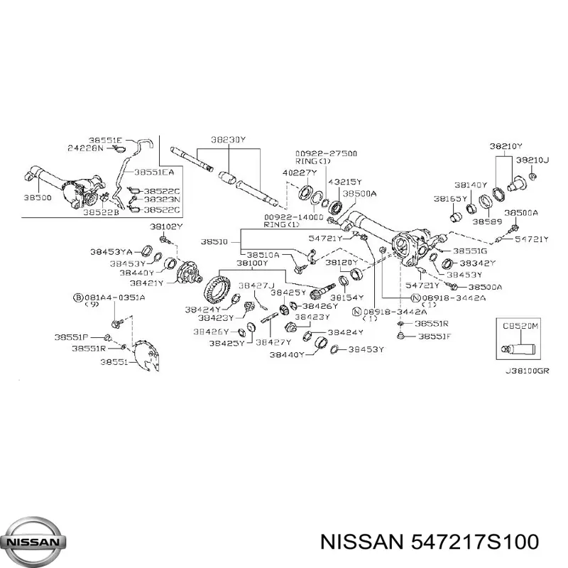 Купити 547217S100 Nissan/Infiniti Сайлентблок траверси кріплення переднього редуктора, передній