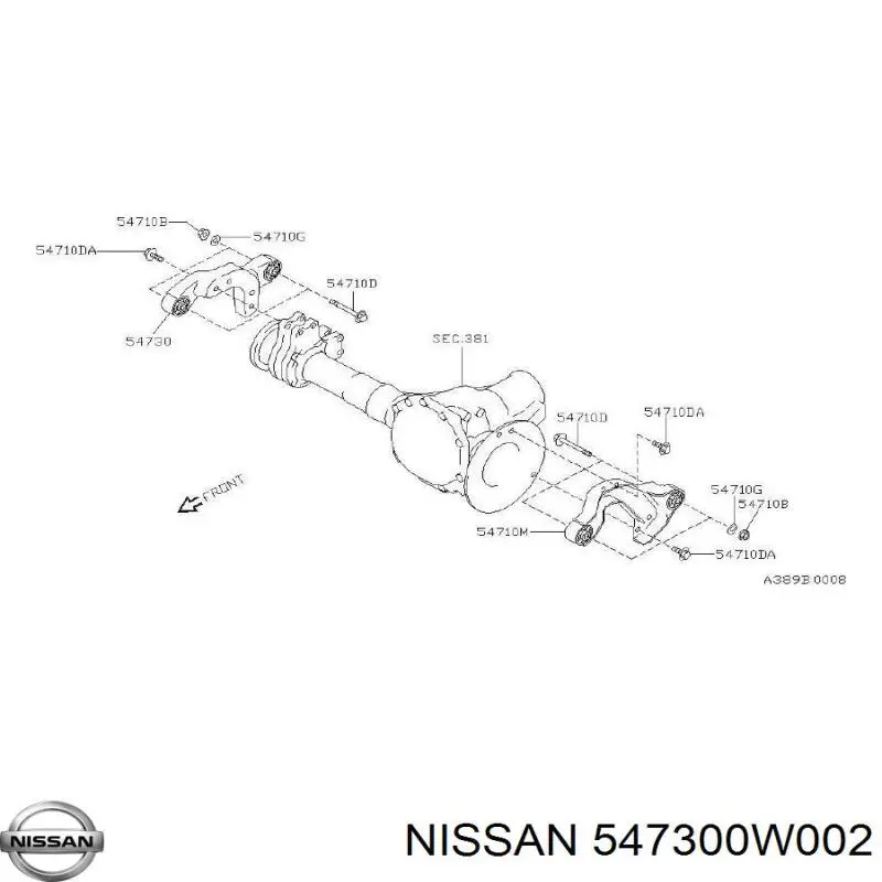 Кронштейн/траверса переднього редуктора, права Nissan Pathfinder (R50) (Нісан Патфайндер)