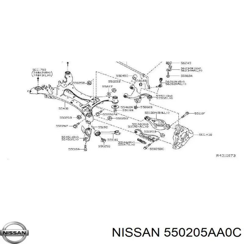 Пружина задня Nissan/Infiniti 550205AA0C ціна, від 20.16 USD