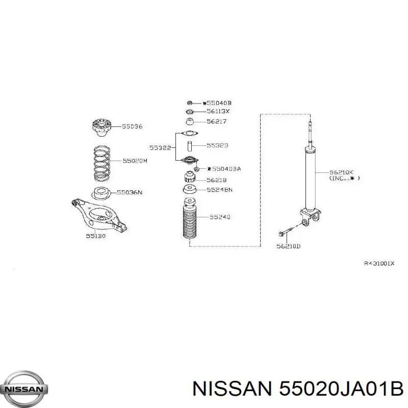 55020JA01B Nissan/Infiniti Пружина підвіски задня