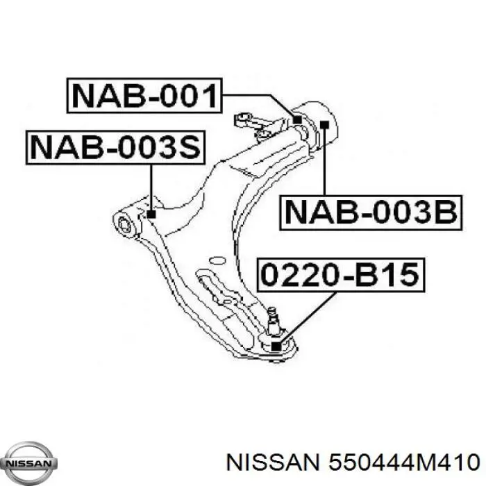 Сайлентблок переднього нижнього важеля 550444M410 Nissan