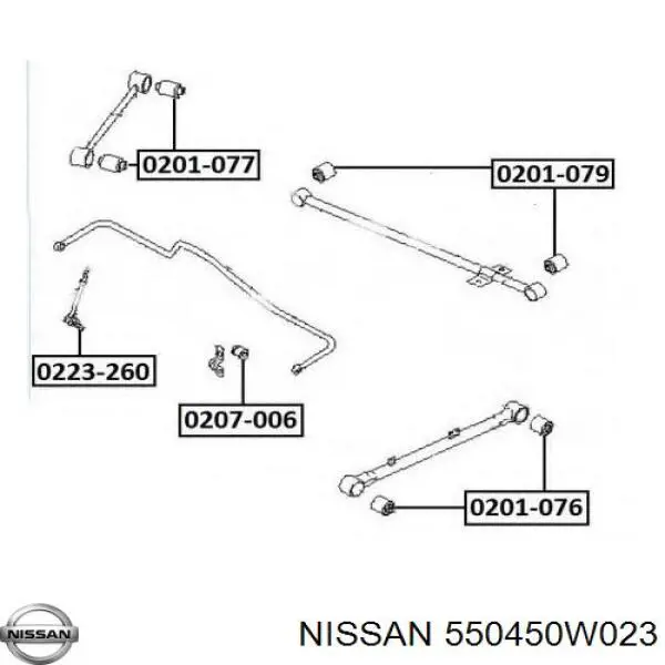 Сайлентблок заднього поздовжнього важеля, передній Nissan/Infiniti 550450W023 ціна, від 6.02 USD