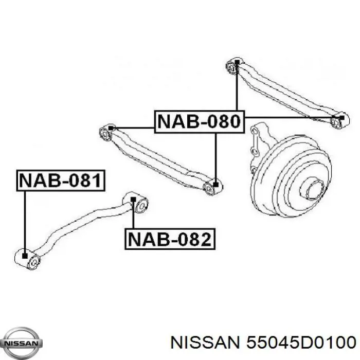 Сайлентблок заднього поздовжнього важеля, передній 55045D0100 Nissan/Infiniti