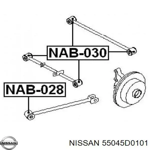 Сайлентблок заднього поздовжнього важеля, передній 55045D0101 Nissan/Infiniti