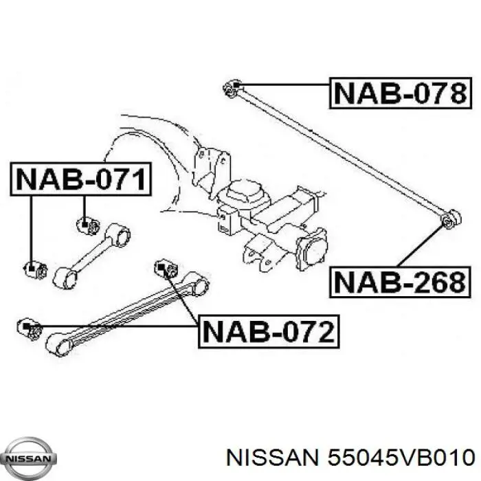 Купити 55045VB010 Nissan/Infiniti Сайлентблок заднього поздовжнього нижнього важеля