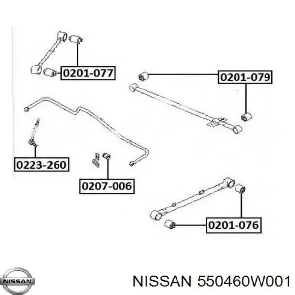 Сайлентблок заднього поздовжнього верхнього важеля Nissan/Infiniti 550460W001 ціна, від 6.09 USD