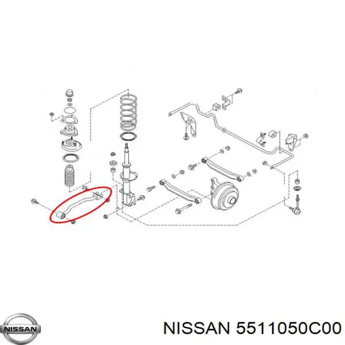 Тяга поздовжня задньої підвіски Nissan Sunny 3 (N14) (Нісан Санні)