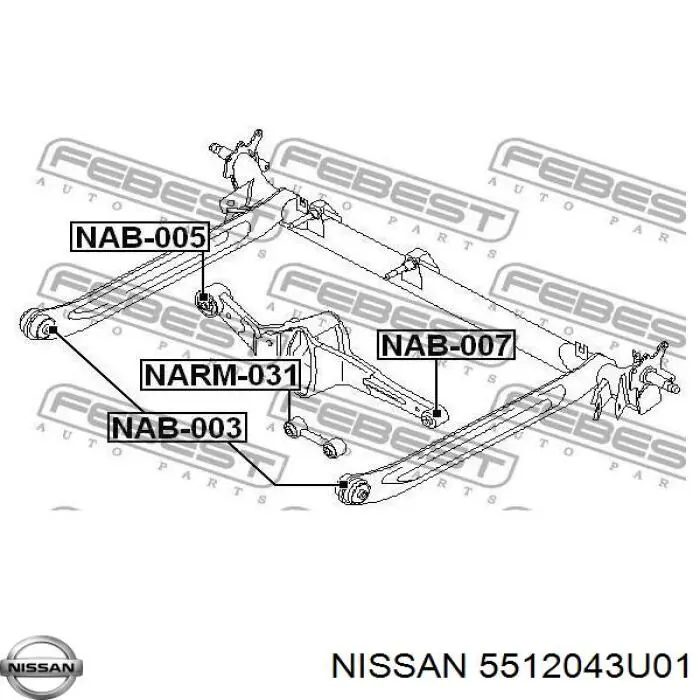 5512043U01 Nissan розтяжка заднього моста
