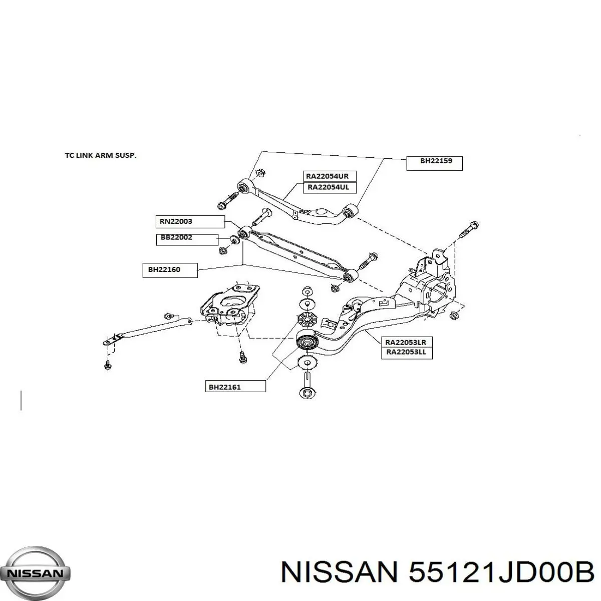 Верхній важіль задньої підвіски лівий Nissan/Infiniti 55121JD00B ціна, від 13.40 USD