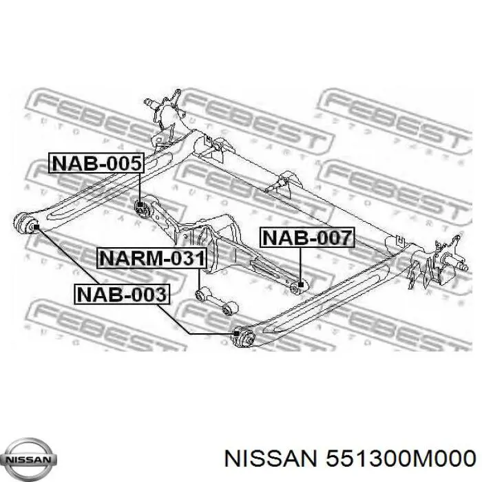 Тяга поперечна реактивна задньої підвіски на Nissan Almera (N15)