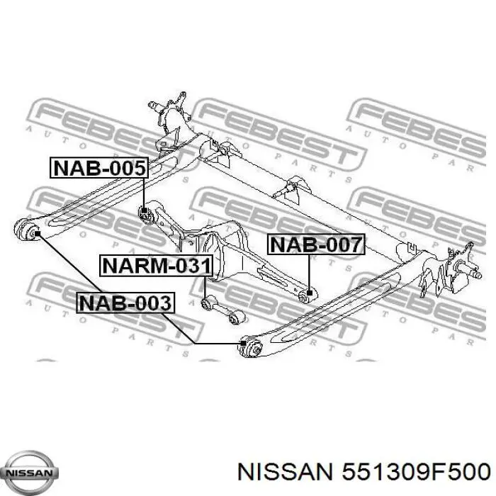 Сайлентблок заднього поперечного важеля Nissan/Infiniti 551309F500 ціна, від 27.76 USD