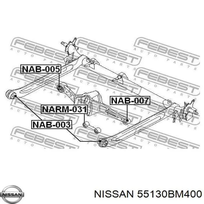 Штанга поперечної стійкості, задня Nissan/Infiniti 55130BM400 ціна, від 38.00 USD