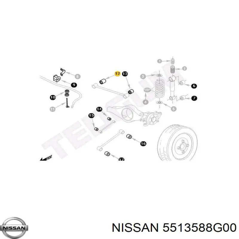 Сайлентблок заднього поперечного важеля Nissan/Infiniti 5513588G00 ціна, від 5.71 USD