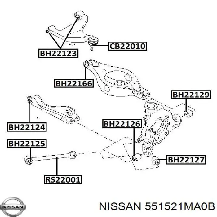 Сайлентблок задней подвески NISSAN 551521MA0B