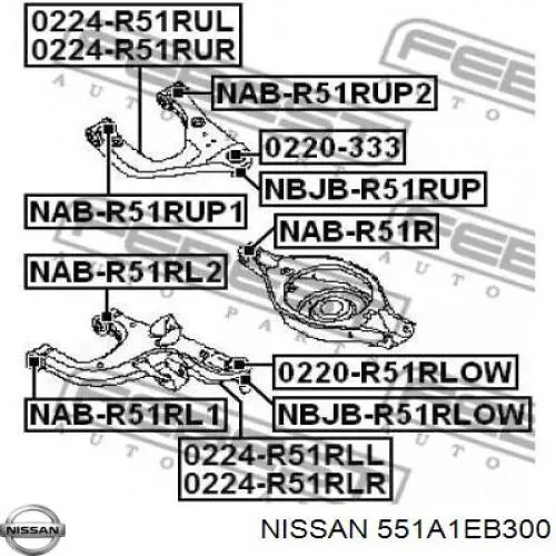 Важіль задньої підвіски нижній, лівий 551A1EB300 Nissan/Infiniti