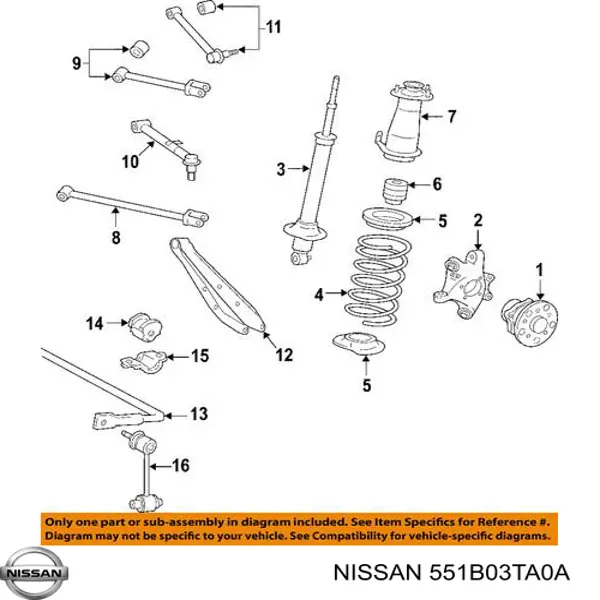 Верхній важіль задньої підвіски правий Nissan/Infiniti 551B03TA0A