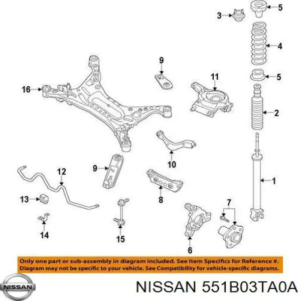 Важіль задньої підвіски верхній, правий 551B03TA0A Nissan