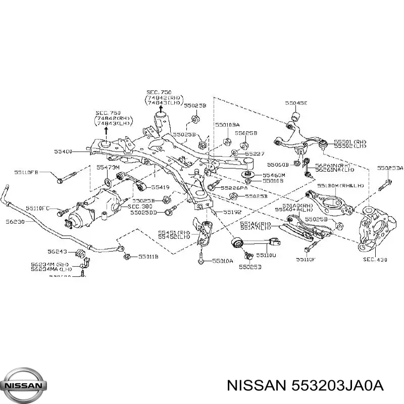 Купити 553203JA0A Nissan/Infiniti Опора амортизатора заднього