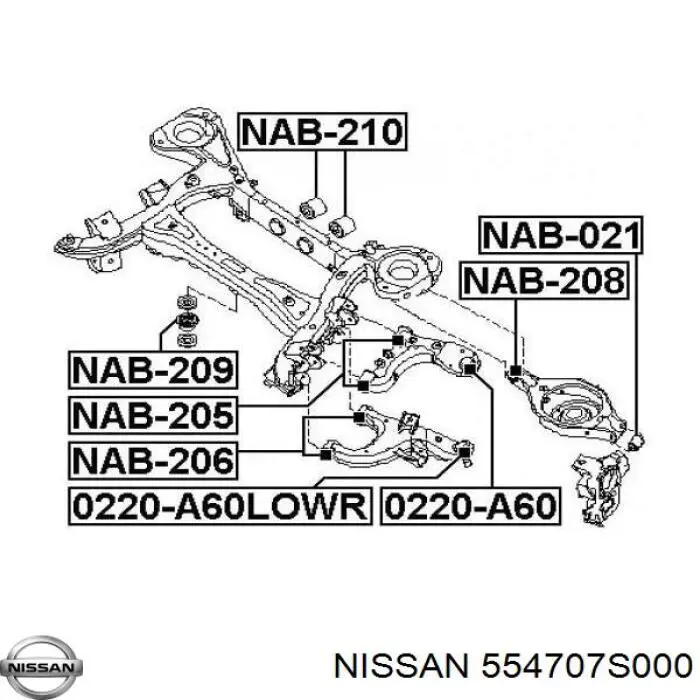 Сайлентблок задньої балки/підрамника Nissan/Infiniti 554707S000 ціна, від 14.00 USD