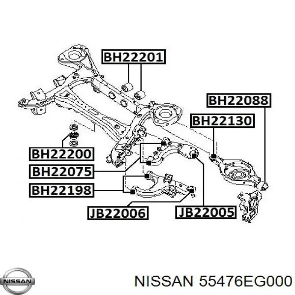 55476EG000 Nissan сайлентблок (подушка редуктора заднього моста, передній)