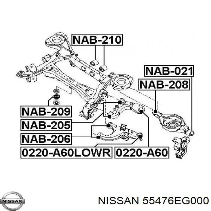 Сайлентблок (подушка) редуктора заднього моста, передній Nissan/Infiniti 55476EG000 ціна, від 45.49 USD