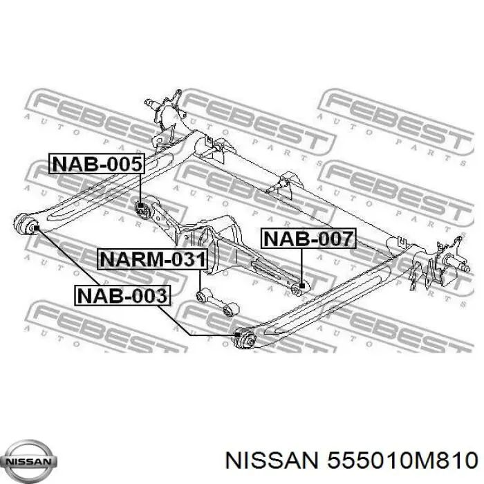 Сайлентблок задньої балки/підрамника 555010M810 Nissan