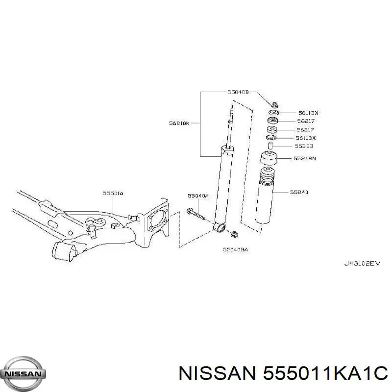 Балка задньої підвіски, підрамник 555011KA0D Nissan