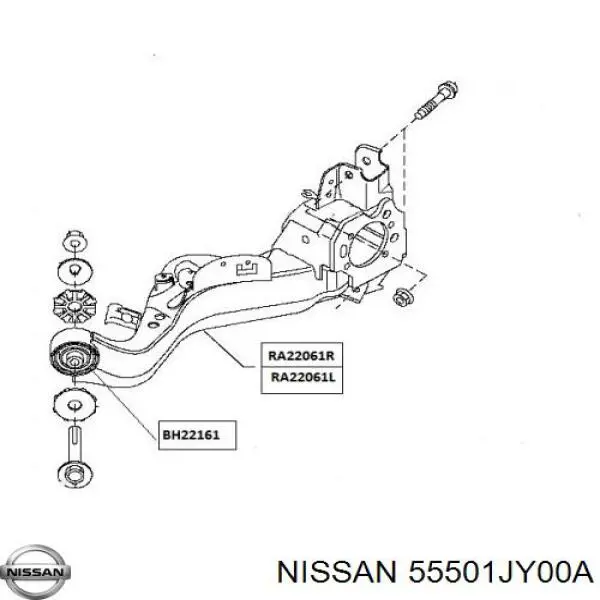 Купити 55501JY00A Nissan/Infiniti Важіль/тяга задньої підвіски подовжній нижній, правий