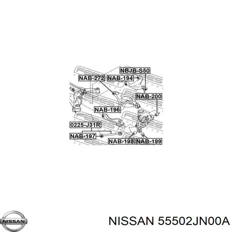 Верхній важіль задньої підвіски лівий Nissan/Infiniti 55502JN00A ціна, від 105.98 USD