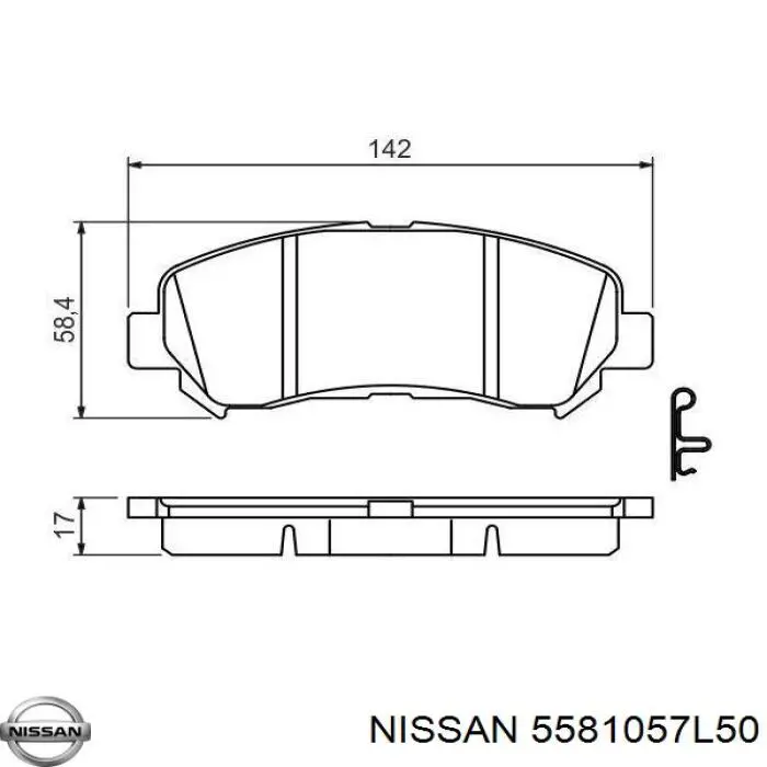 Купити 5581057L50 Nissan/Infiniti Колодки гальмівні передні, дискові