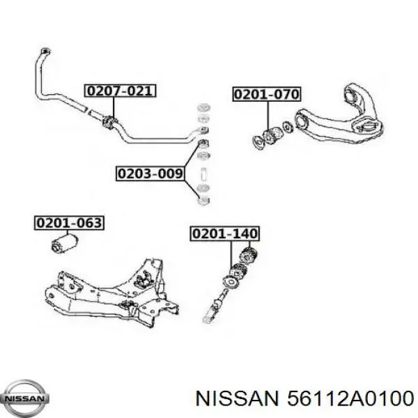 Втулка стабілізатора заднього 56112A0100 Nissan/Infiniti