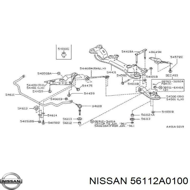 Опора стабілізатора Nissan/Infiniti 56112A0100 ціна, від 3.80 USD