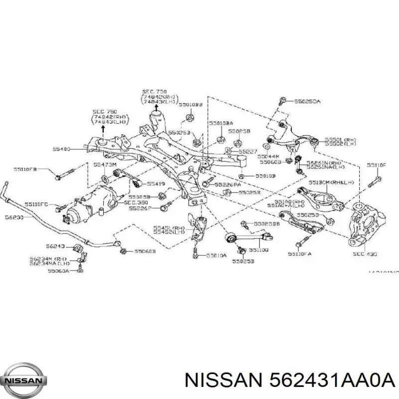Купити 562431AA0A Nissan/Infiniti Опора стабілізатора