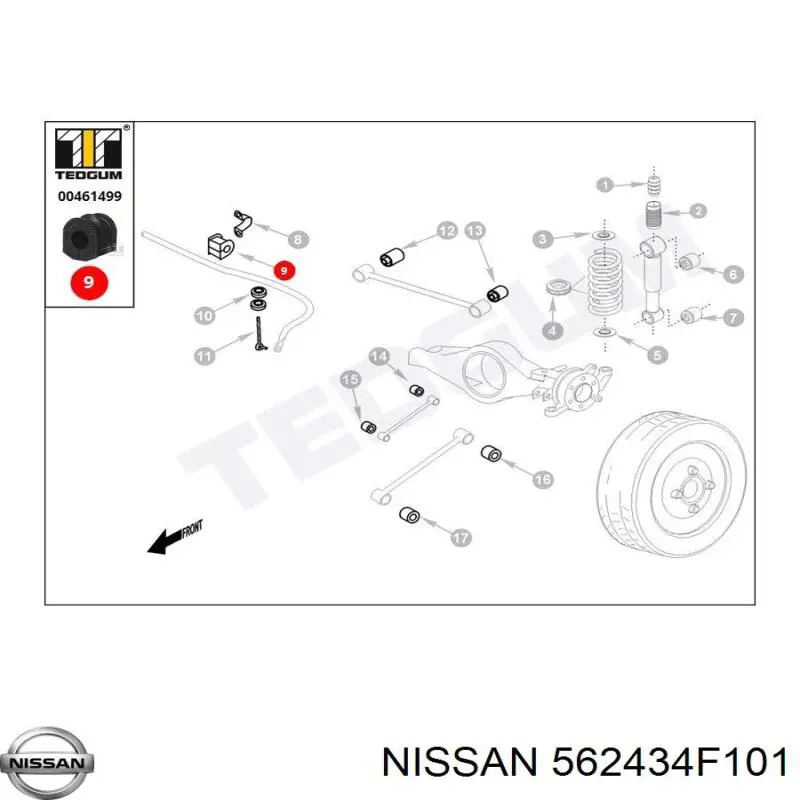 Втулка стабілізатора заднього 562434F101 Nissan/Infiniti
