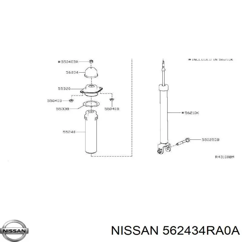 562434RA0A Nissan/Infiniti Втулка стабілізатора переднього, комплект