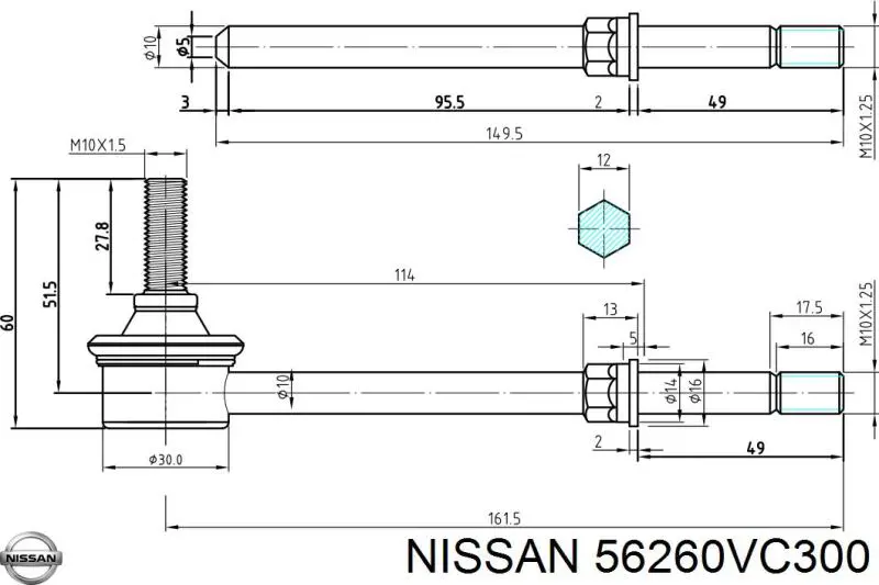 56260VC300 Nissan/Infiniti Тяга стабілізатора, права