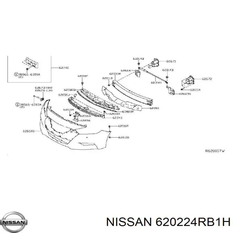620224RB1H Nissan бампер передній