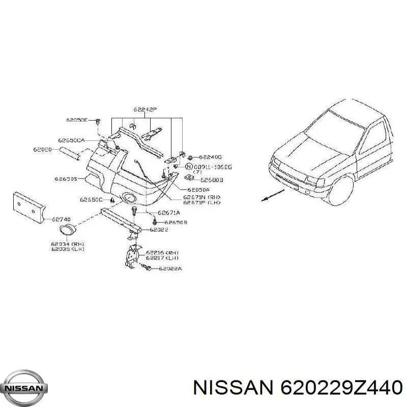 620229Z440 Nissan бампер передній