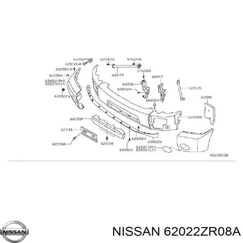 62022ZR08A Nissan бампер передній, центральна частина