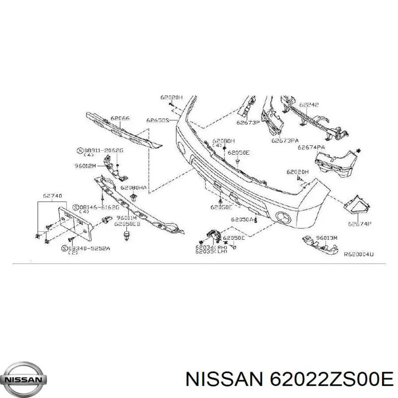 62022ZS00E Nissan бампер передній