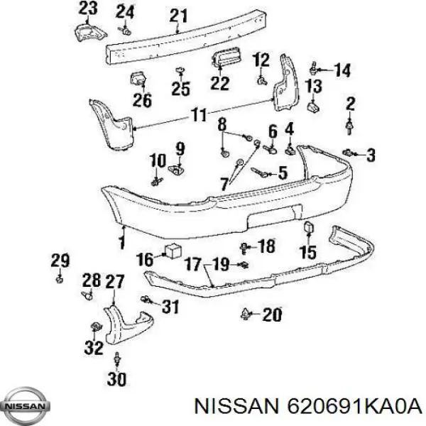 Купити 620691KA0A Nissan/Infiniti Буфер/відбійник капота