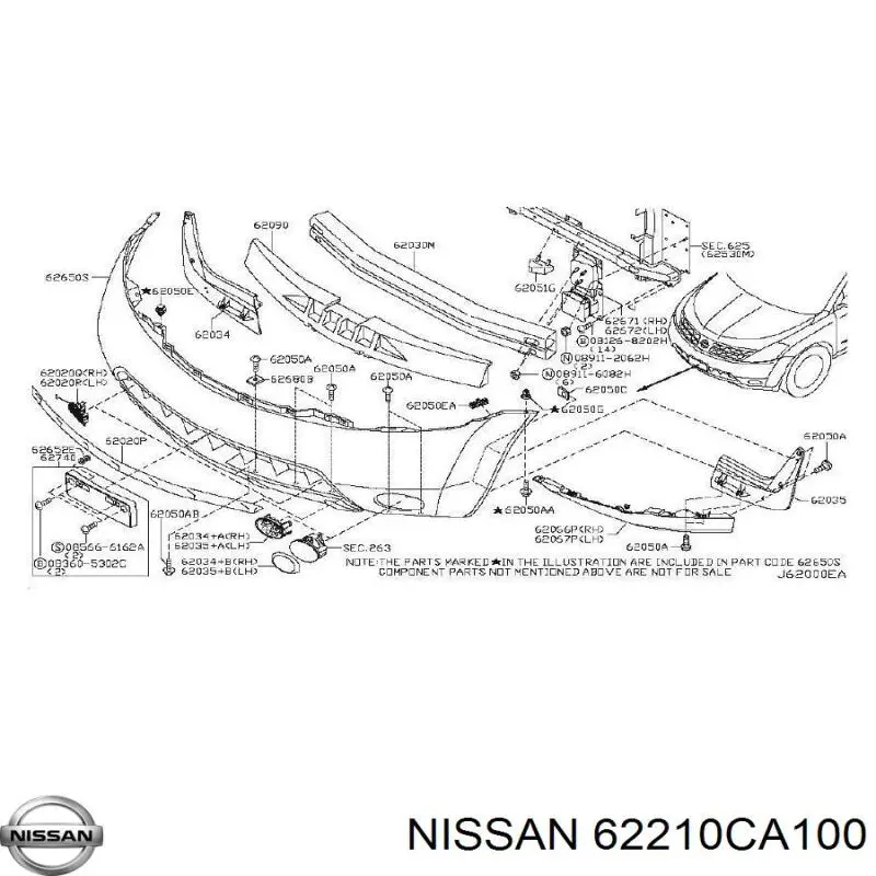 62210CA100 Nissan/Infiniti Кронштейн підсилювача переднього бампера
