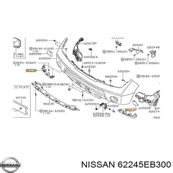 Кронштейн бампера переднього, зовнішній лівий Nissan/Infiniti 62245EB300 ціна, від 15.24 USD