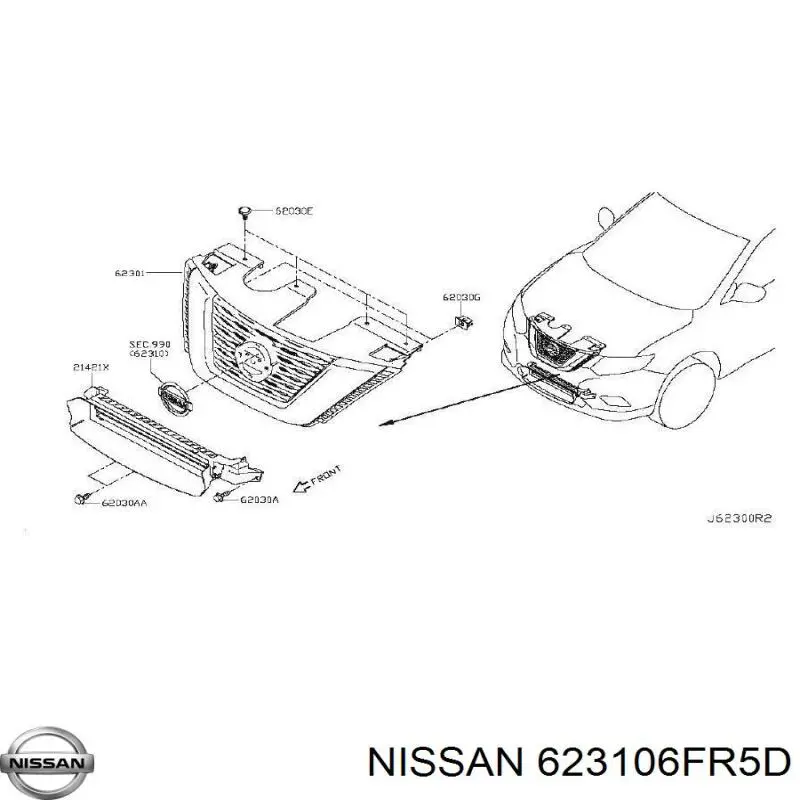623106FR5D Nissan/Infiniti Решітка радіатора
