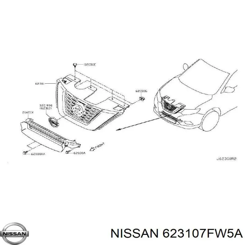 623107FW6A Nissan/Infiniti Решітка радіатора
